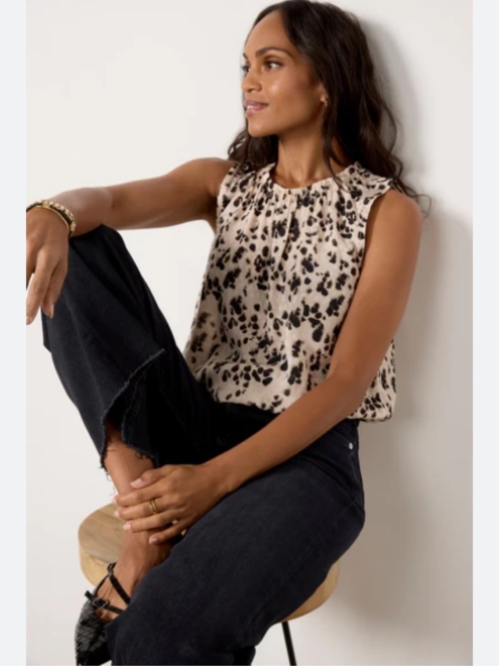 Anthropologie Cloth & Stone Elastic Shirred Blouse